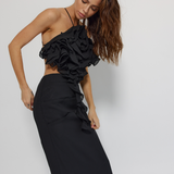 Long Backless Black Dress with straps, Mermaid Line Dress - GINAKIM