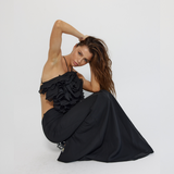 Long Backless Black Dress with straps, Mermaid Line Dress - GINAKIM