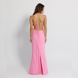 Long Backless Pink Dress with straps, Mermaid Line Dress - GINAKIM