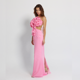 Long Backless Pink Dress with straps, Mermaid Line Dress - GINAKIM