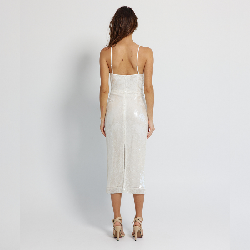 Simple slim midi sequins dress with structured bra with strap - GINAKIM