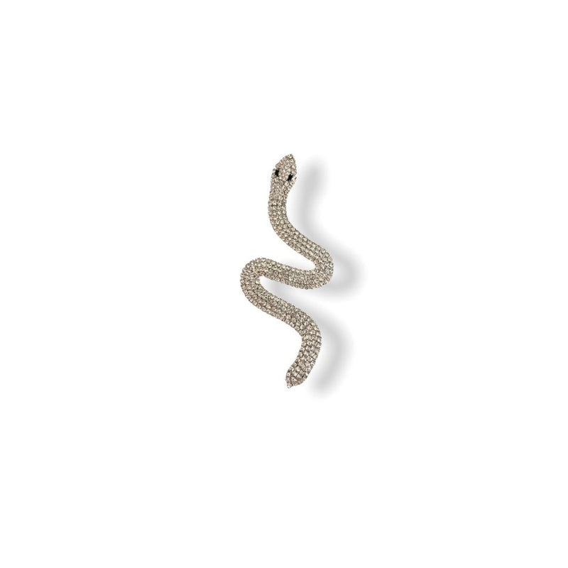 Silver Shiny Full Rhinestone Snake Shape Earrings | Gina Kim