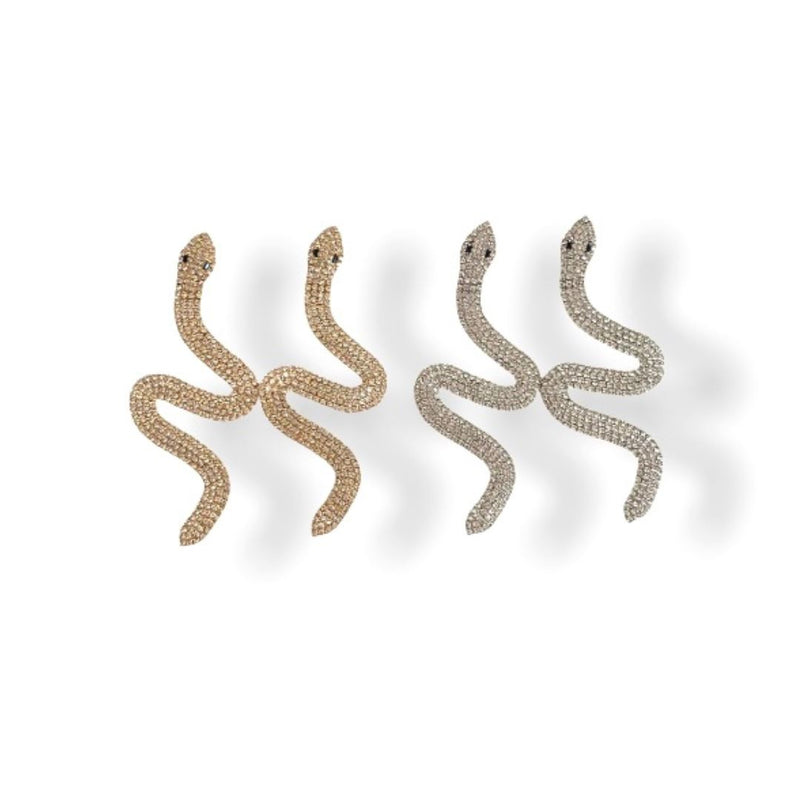 4 Shiny Full Rhinestone Snake Shape Earrings | Gina Kim