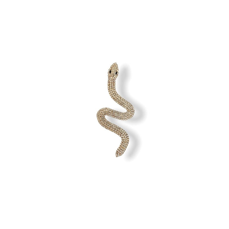 Gold Shiny Full Rhinestone Snake Shape Earrings | Gina Kim