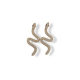 2 Gold Shiny Full Rhinestone Snake Shape Earrings | Gina Kim