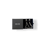 Zinc Alloy & Satin Ribbon Bowknot long Crystal drop earring in packaging | Gina Kim