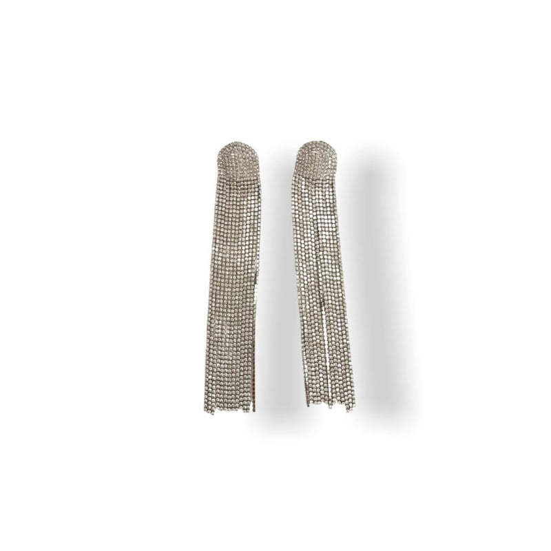 rhinestone long chain dangle earrings | Gina Kim